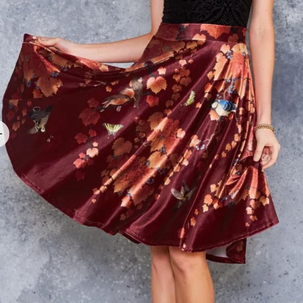 Blackmilk Autumn in Japan Velvet Midi Skirt (Size S) NWT RARE